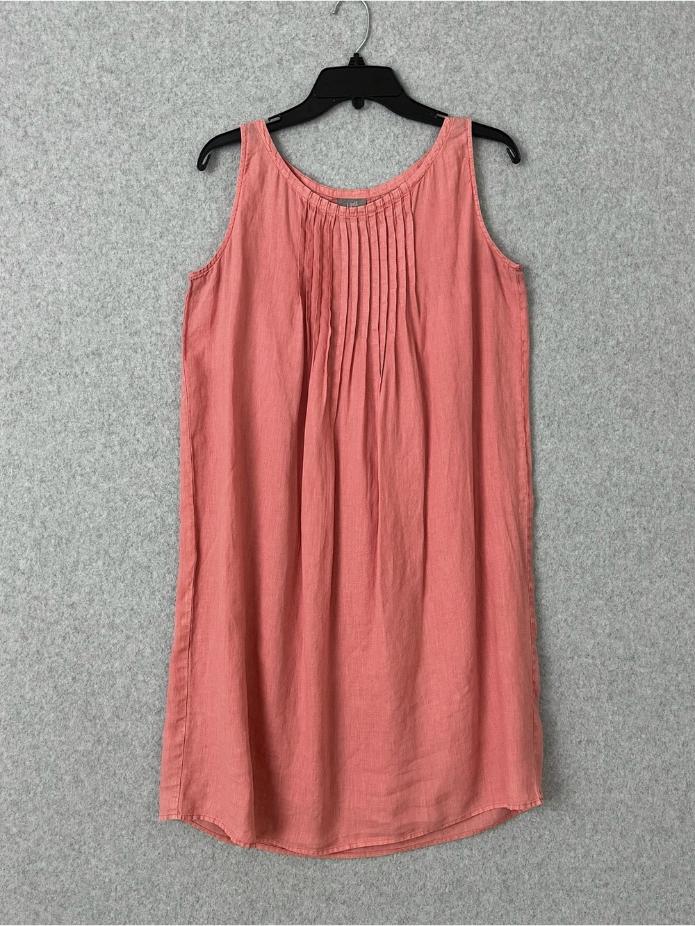 J. Jill Linen Sleeveless Dress Size Small Orange Pintuck Lagenlook Coastal READ